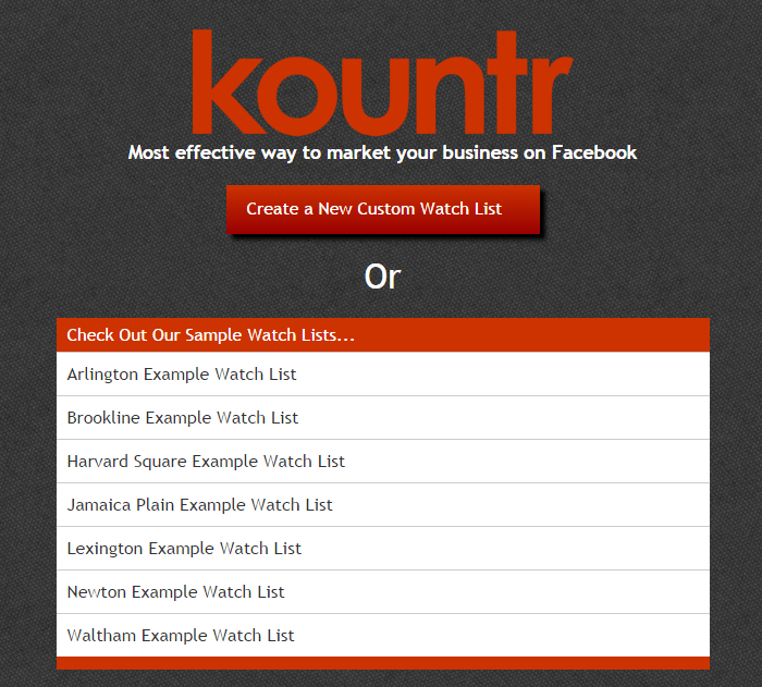 Kountr.com homepage